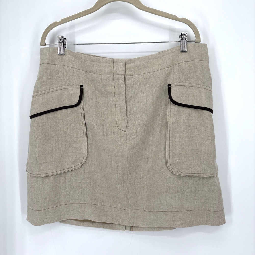 Loft Linen Pencil Skirt Womens 14 Neutral Pockets
